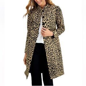 Kasper Animal Print Stand Collar Topper Jacket - Size 8